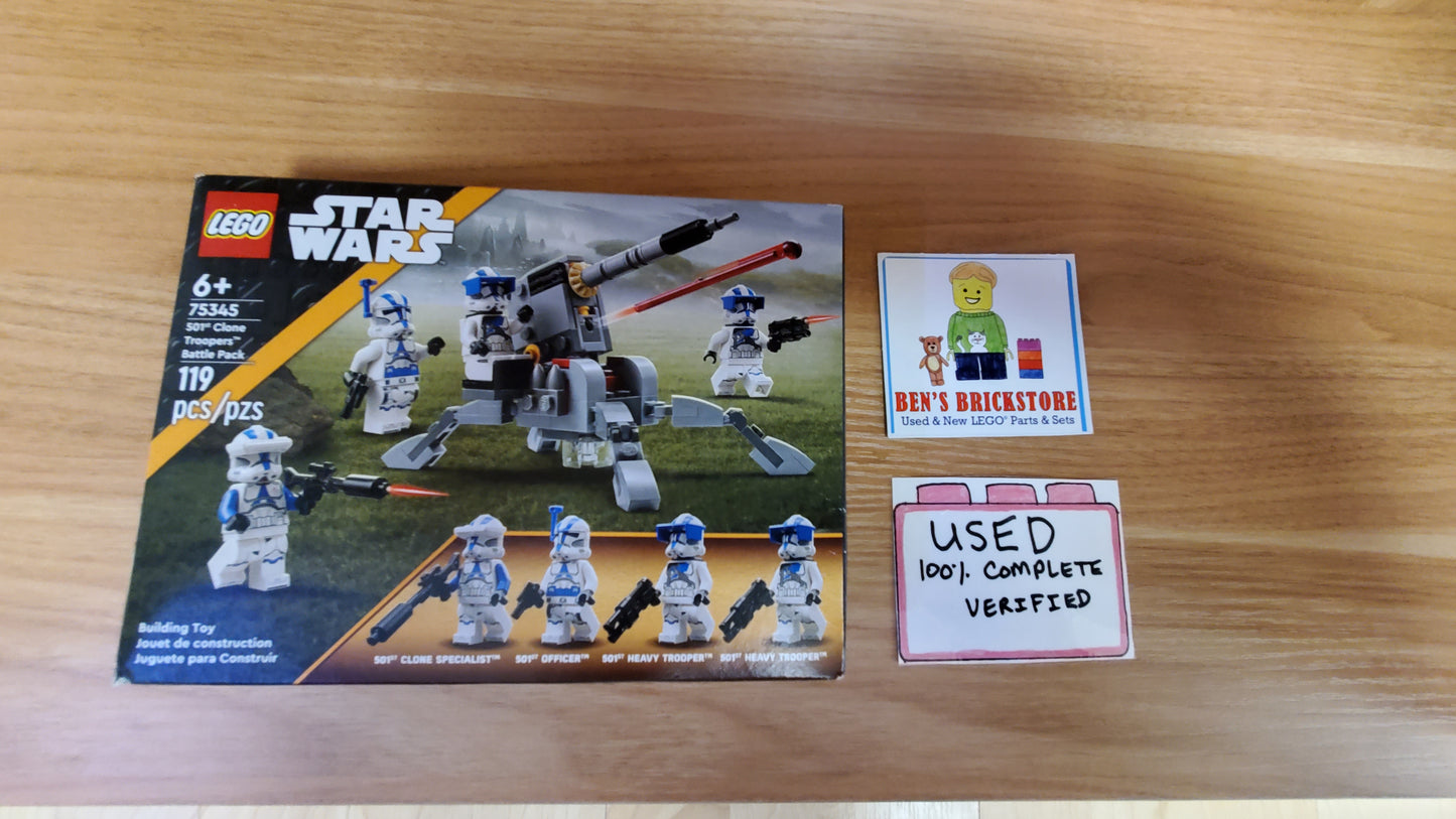 Used, Complete LEGO® Star Wars™ 501st Clone Troopers™ Battle Pack 75345 Building Toy Set (119 Pieces)