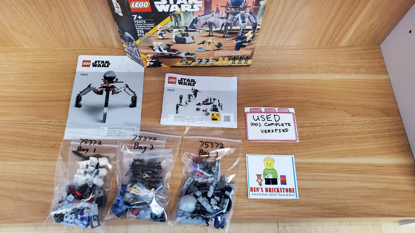 Used, Complete LEGO® Star Wars™ Clone Trooper™ & Battle Droid™ Battle Pack 75372 (215 pieces)