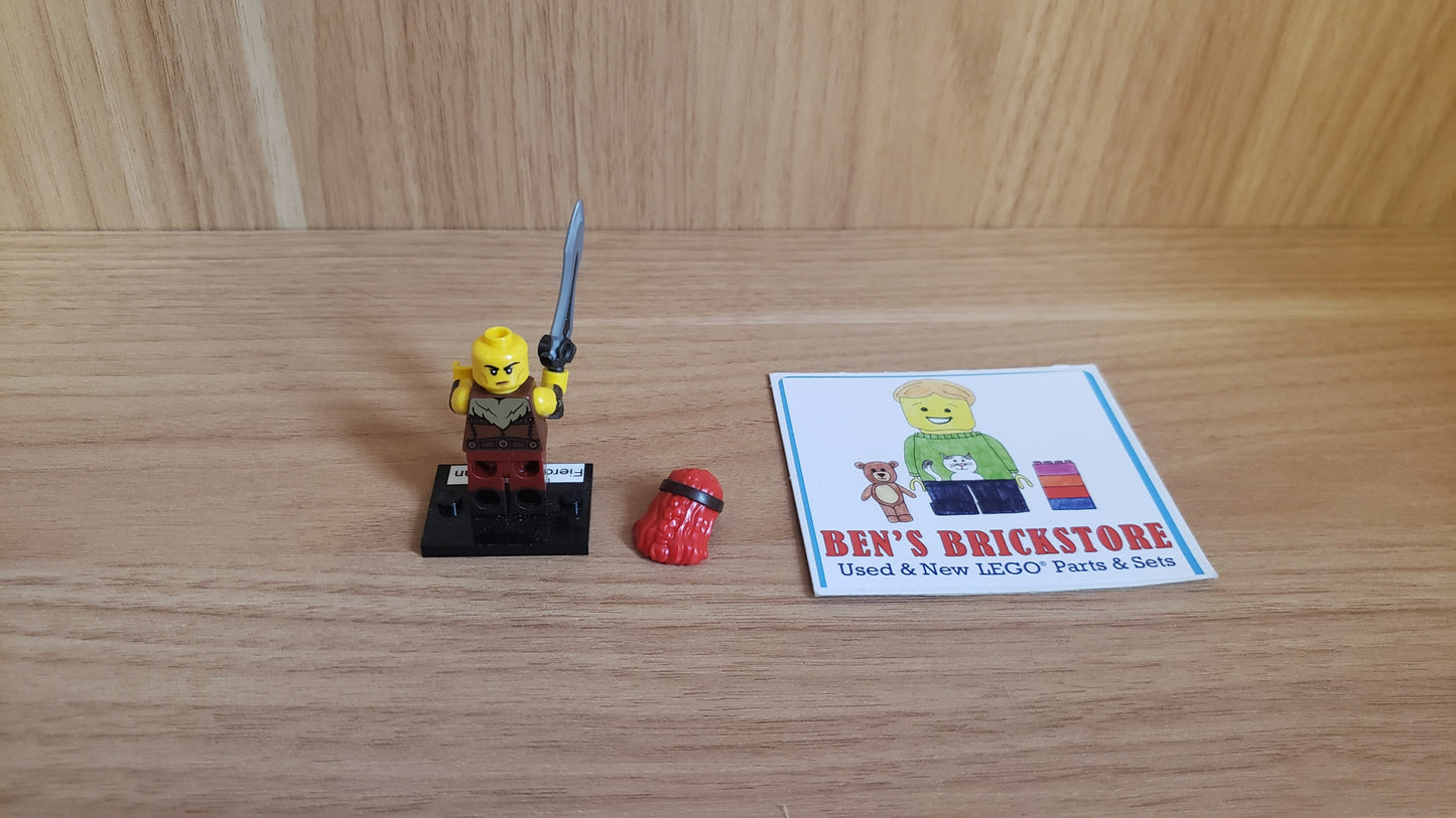 New, Complete LEGO® Collectible Minifigures Set col25-11 - Fierce Barbarian, Series 25 (Complete Set with Stand and Accessories)