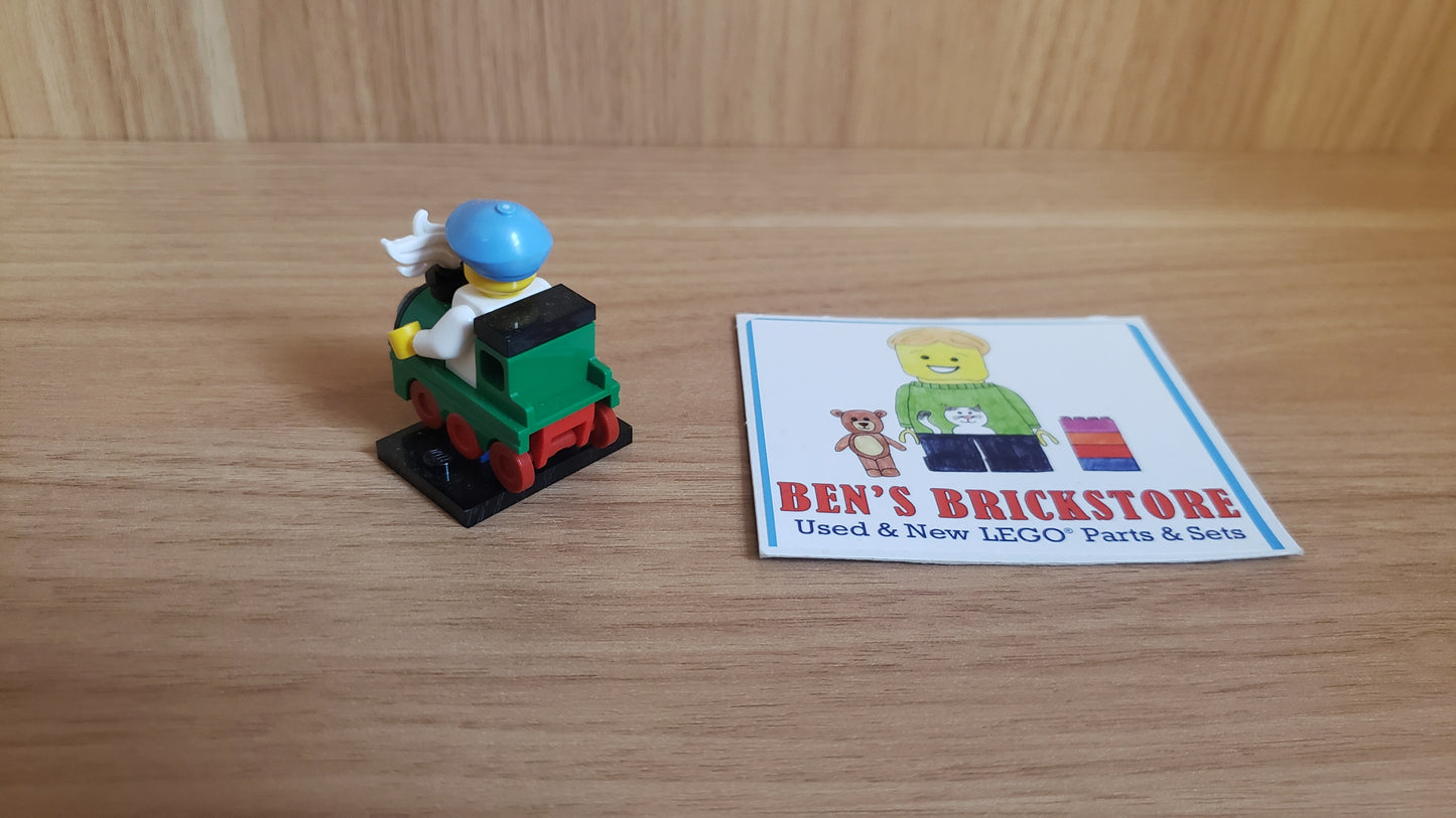 New, Complete LEGO® Collectible Minifigures Set col25-10 - Train Kid, Series 25 (Complete Set with Stand and Accessories)