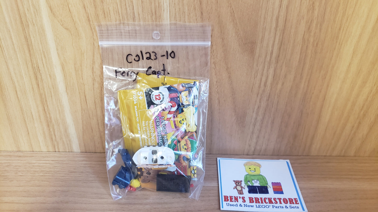 New, Complete LEGO® Collectible Minifigures Set col23-10 - Ferry Captain, Series 23 (Complete Set with Stand and Accessories)