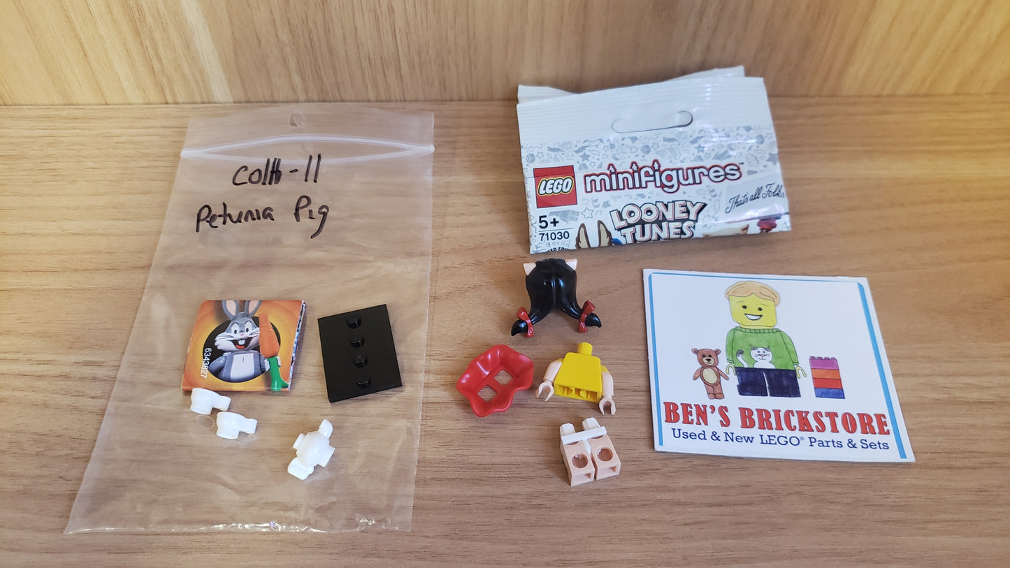 New, Complete LEGO® Collectible Minifigures Looney Tunes, Set collt-11 - Petunia Pig (Complete Set with Stand and Accessories)