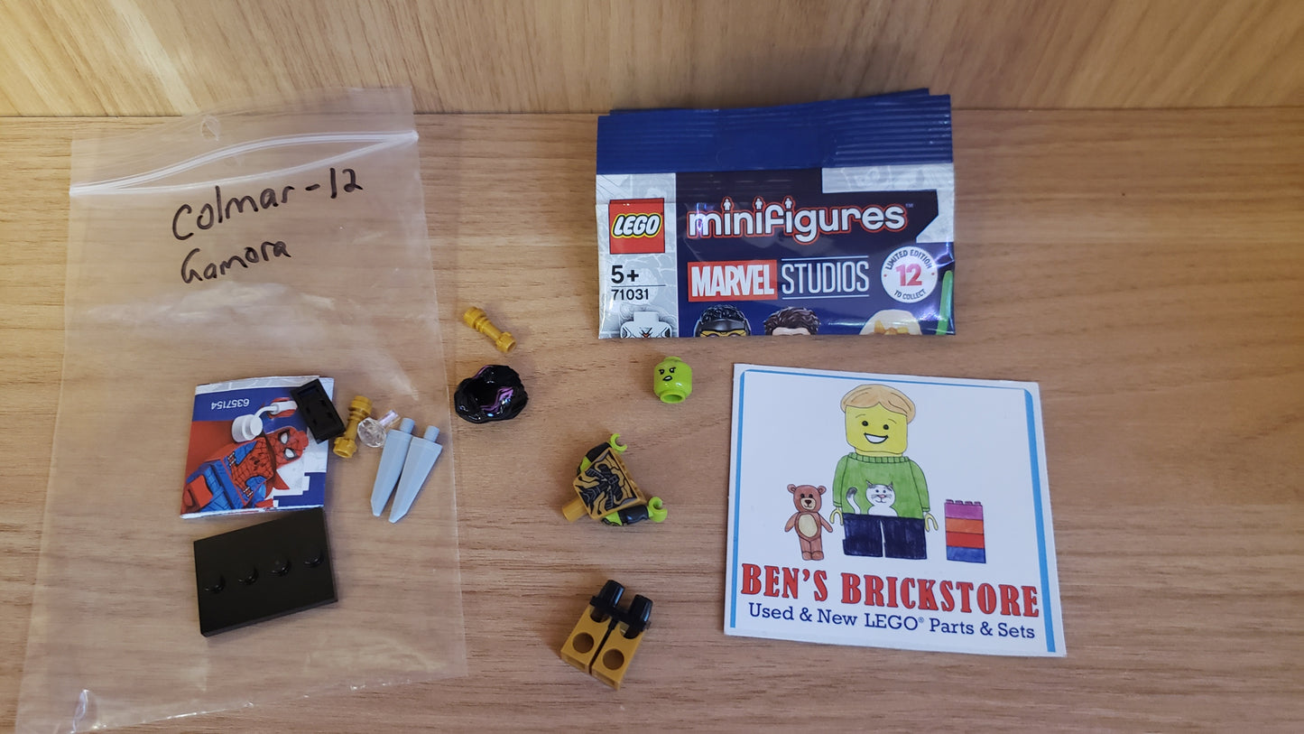 New, Complete LEGO® Collectible Minifigures Set colmar-12 - Gamora with Blade of Thanos, Marvel Studios, Series 1 (Complete Set with Stand and Accessories)