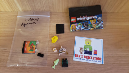 New, Sealed LEGO® Collectible Minifigures DC Super Heroes, Set colsh-3 - Aquaman, DC Super Heroes (Complete Set with Stand and Accessories)