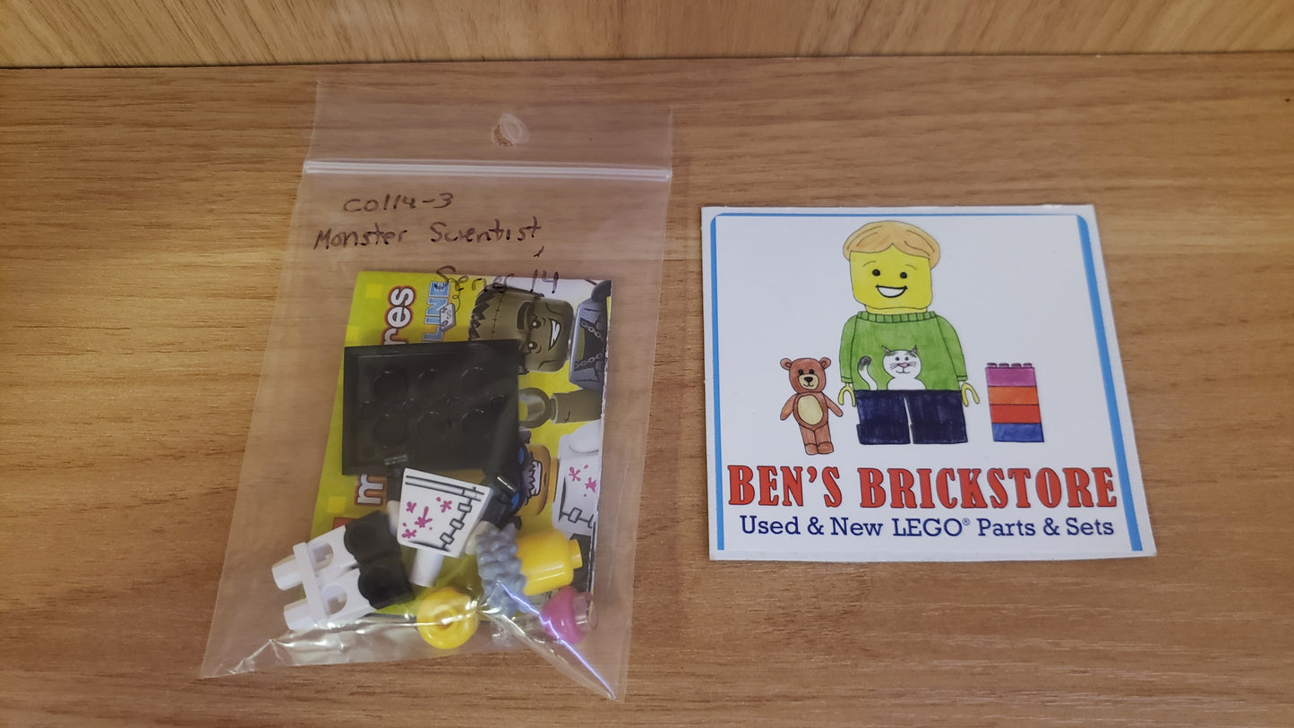 New/INCOMPLETE LEGO® Collectible Minifigures Set col14-3 - Monster Scientist, Series 14 (Complete Set with Stand and Accessories)
