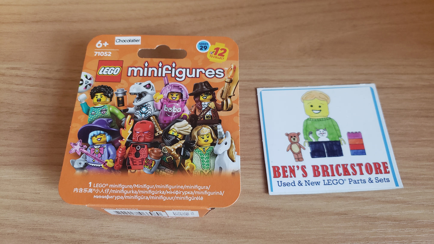 New, Sealed LEGO® Collectible Minifigures Set col29-7 Chocolatier, Series 29 (Complete Set with Stand and Accessories)